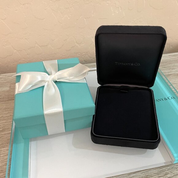 Tiffany & Co. Jewelry - Tiffany & Co. Deluxe Display Necklace Box Set Black Blue Outer Box Ribbon Empty